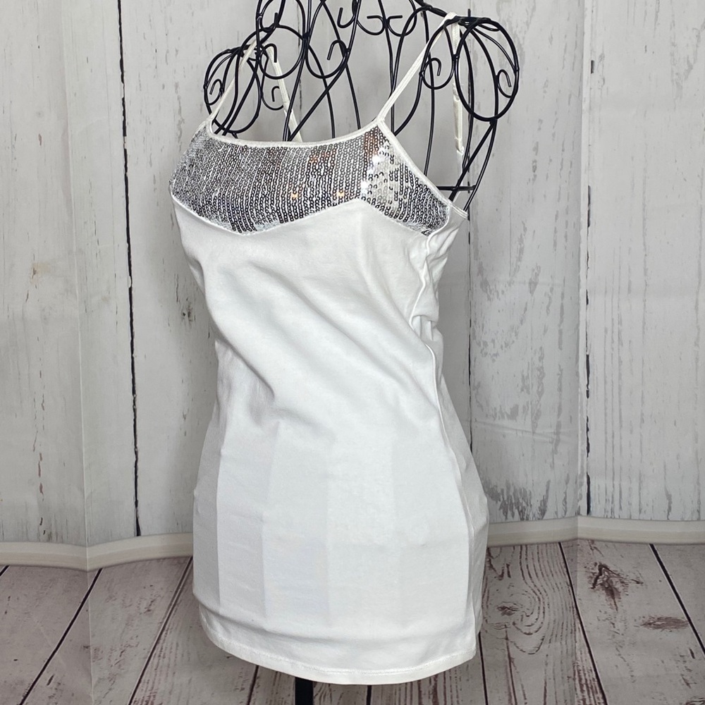 Express white tank top with sequins - Picture 2 of 11